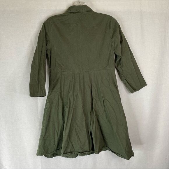 5/$25 Wonder Nation Green Denim Floral Embroidered Button Down Dress Pockets XL - Picture 5 of 8